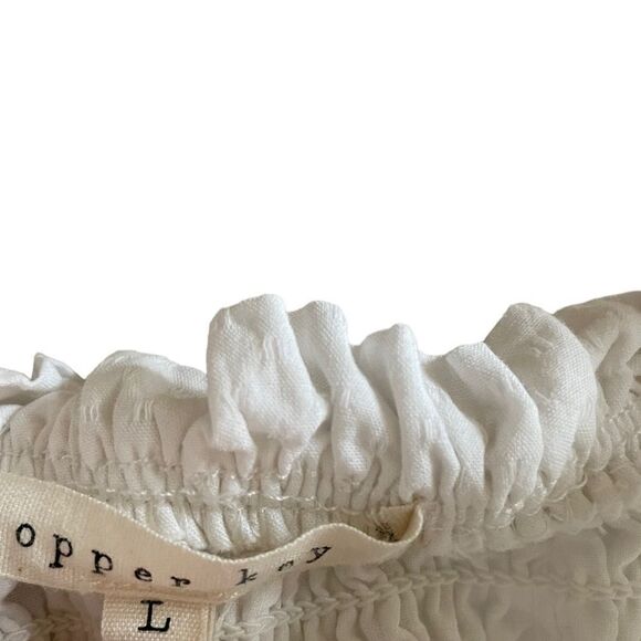 COPPER KEY Textured Puff Sleeve Smocked Dress Size Large White - Picture 6 of 7